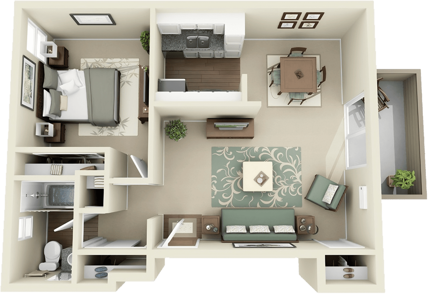 The Grove 1 Bedroom 1 Bathroom D Silver Floor Plans